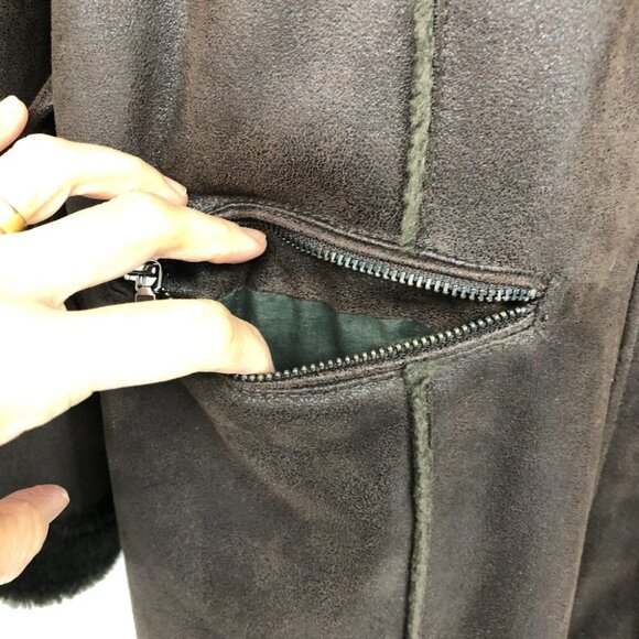 Cleo Brown Mouton Faux Suede Leather + Fur lined Marc-R Coat size  14 - Picture 8 of 16